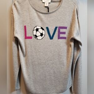 Rachel Zoe NWT LOVE Soccer Lightweight Gray Sweater, Medium